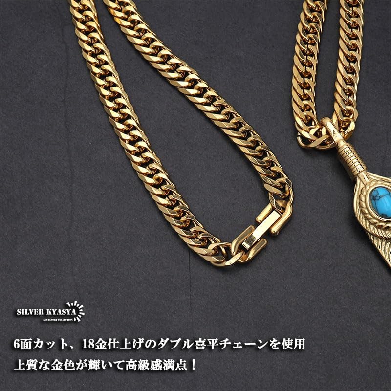Amazon | [silver KYASYA]ステンレス フェザーネックレス ターコイズ